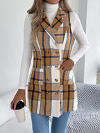 Plaid Double-breasted Vest Coat (4)