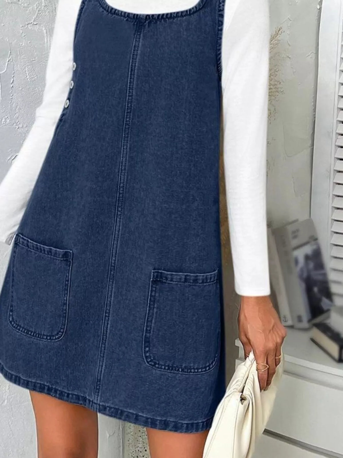 Casual Scoop Neck Sleeveless Denim Dress (6)