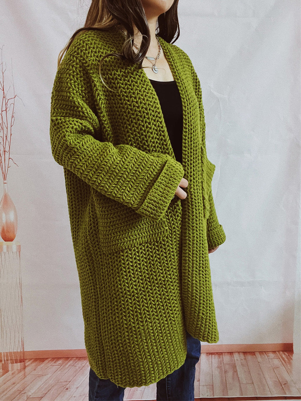 Open Front Long Sleeve Cardigan Pockets (7)