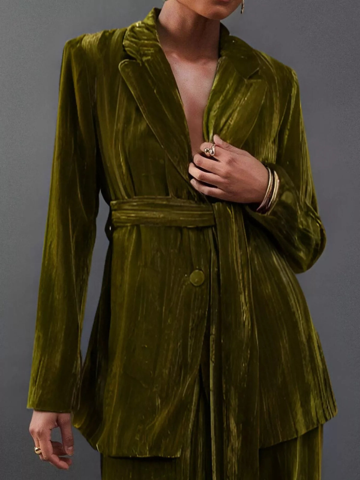 Velvet Lapel Collar Blazer Pants Set (16)