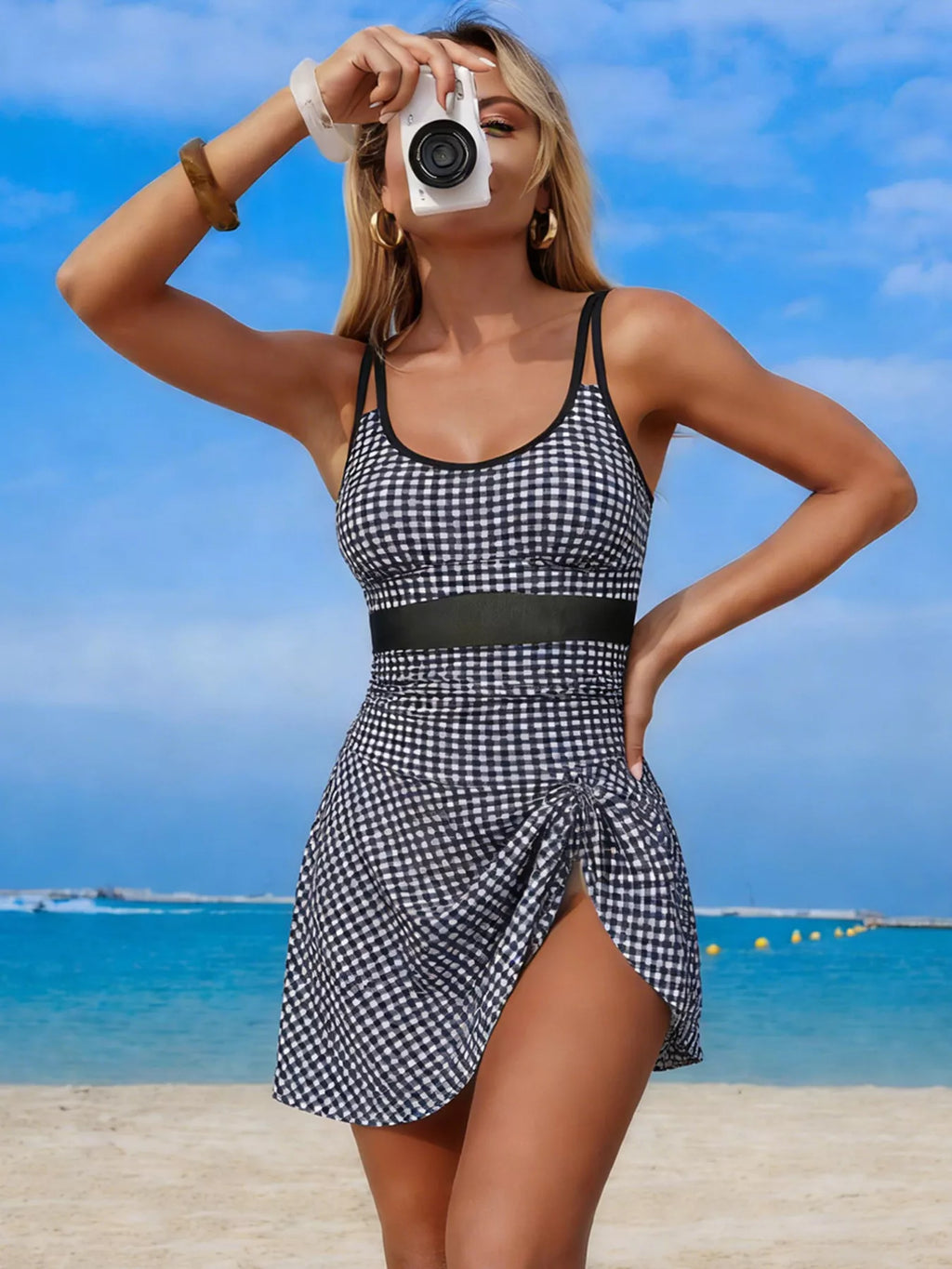 Mesh Panel Scoop Neck One-piece Swimsuit (29)