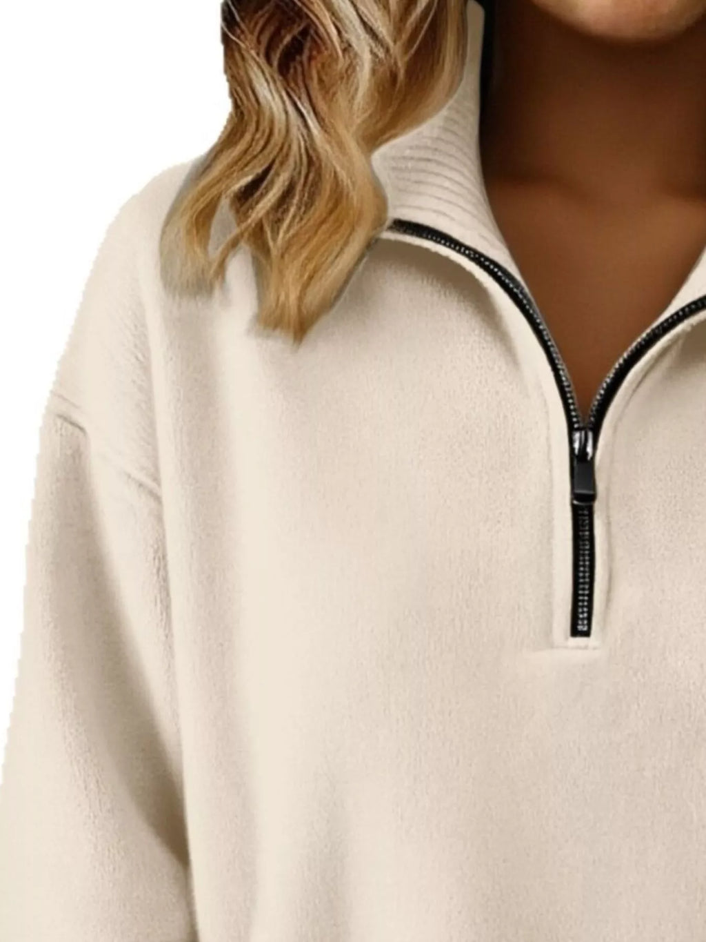 Full Size Half Zip Dropped Shoulder Sweater Plus (2)