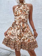 Printed Tie Waist Mini Dress (8)