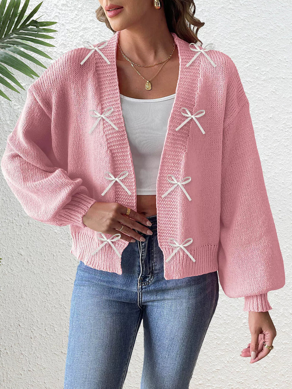 Bow-tie Open Front Knit Cardigan (15)