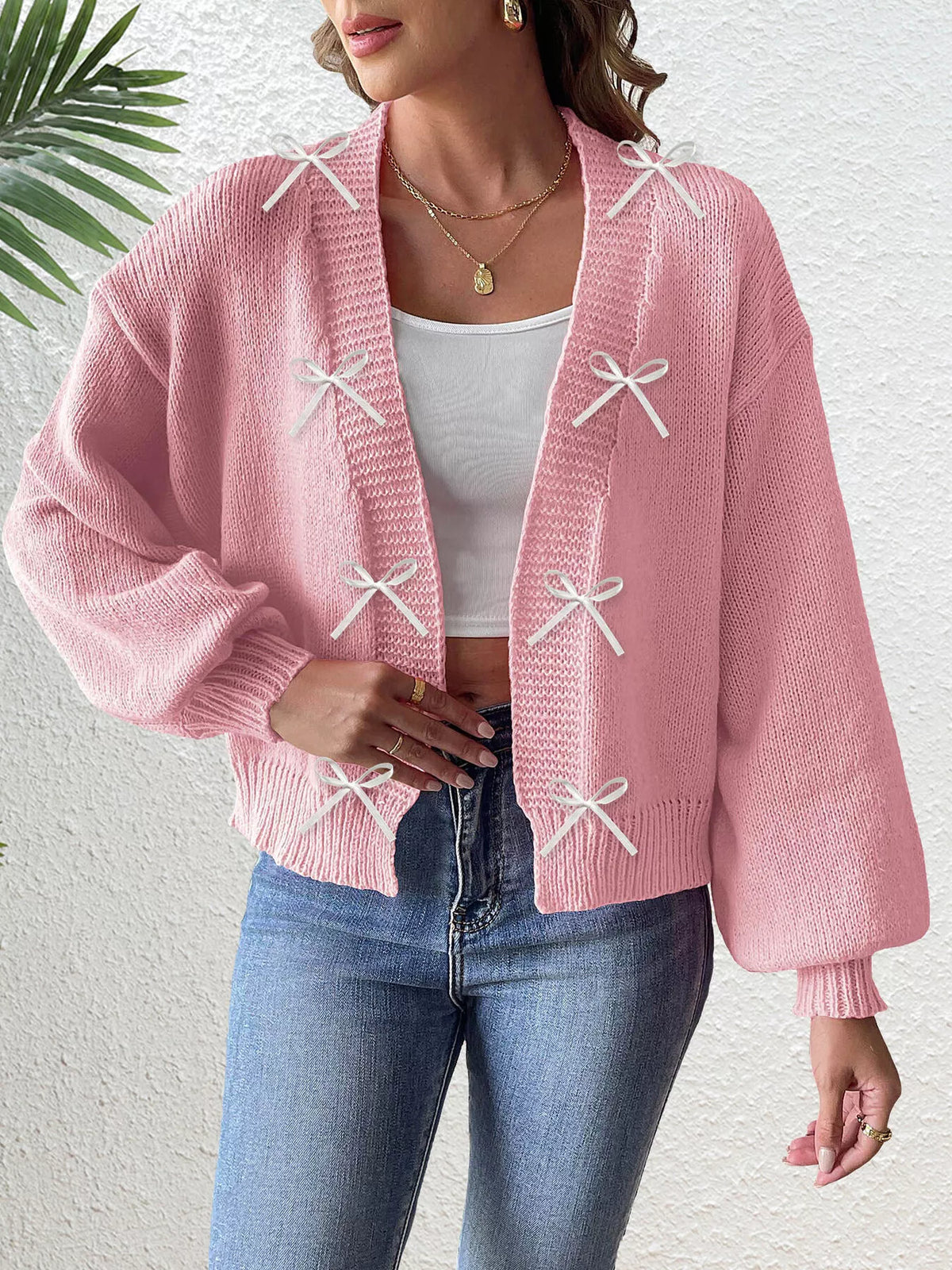 Bow-tie Open Front Knit Cardigan (15)
