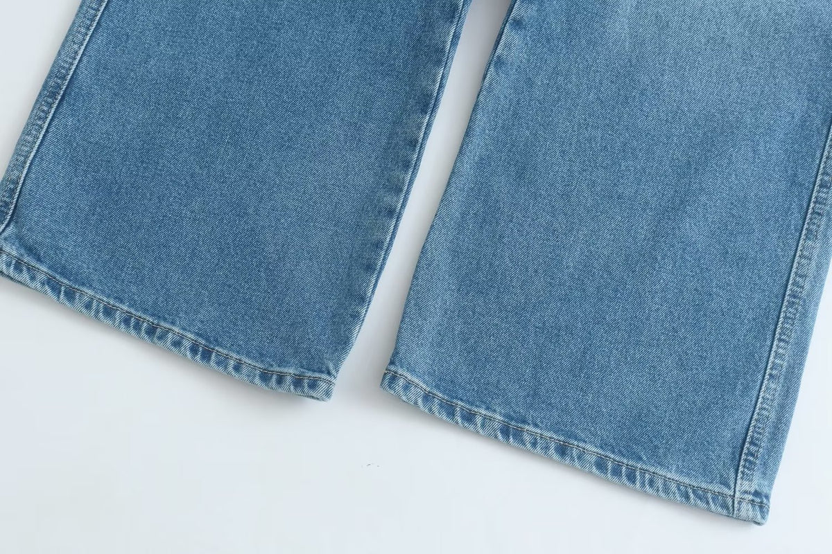 European High-waisted Baggy Wide-leg Capri Jeans photo 3