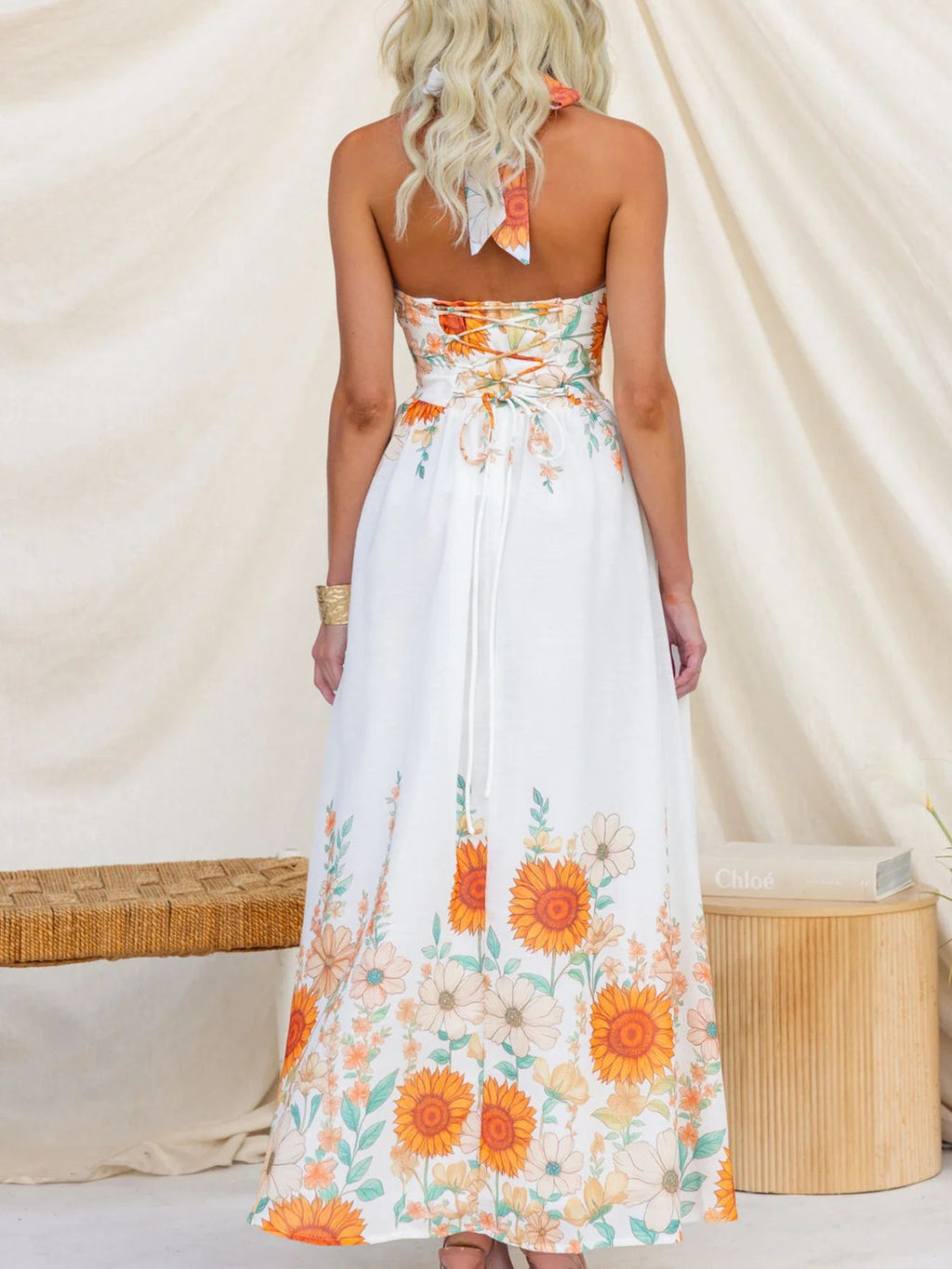 Floral Print Halter Neck Maxi Dress (6)