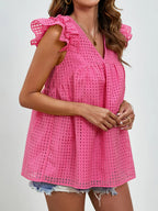 Ruched V-neck Cap Sleeve Blouse (18)