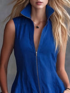 Full Size High-low Ruffled Zip Front Dress Plus (10)
