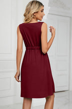 Buttoned Wide Strap Mini Dress (4)