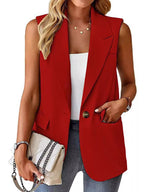 Full Size One Button Lapel Collar Vest Coat Plus (14)