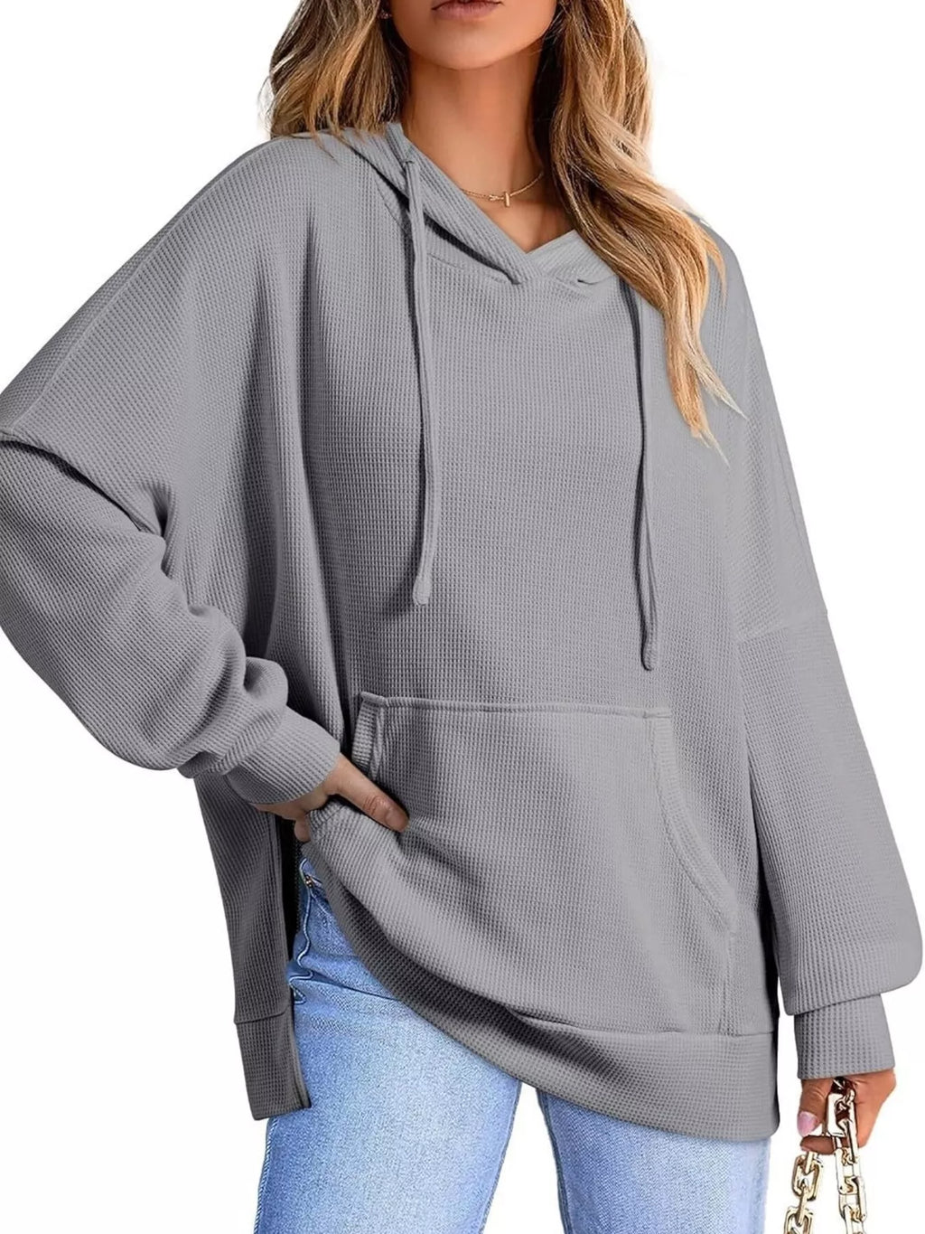 Oversized Drawstring Side Slit Hoodie (18)