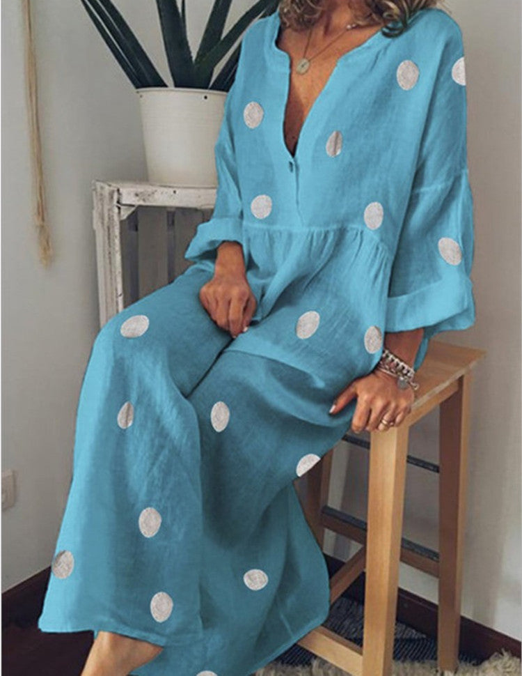 Maxi Dress Bohemian Print variant CJNSSYLY04777-Blue-L|CJNSSYLY04777-Blue-XXL|CJNSSYLY04777-Blue-4XL|CJNSSYLY04777-Blue-XL|CJNSSYLY04777-Blue-M|CJNSSYLY04777-Blue-5XL|CJNSSYLY04777-Blue-S|CJNSSYLY04777-Blue-3XL