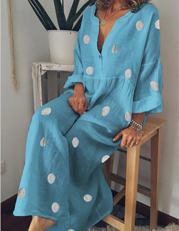 Maxi Dress Bohemian Print variant CJNSSYLY04777-Blue-L|CJNSSYLY04777-Blue-XXL|CJNSSYLY04777-Blue-4XL|CJNSSYLY04777-Blue-XL|CJNSSYLY04777-Blue-M|CJNSSYLY04777-Blue-5XL|CJNSSYLY04777-Blue-S|CJNSSYLY04777-Blue-3XL