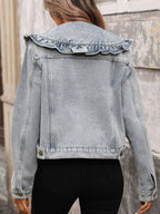 Floral Ruffle Collar Denim Jacket (9)