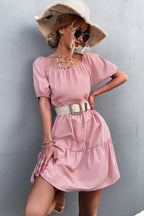 Square Neck Short Sleeve Mini Dress (3)