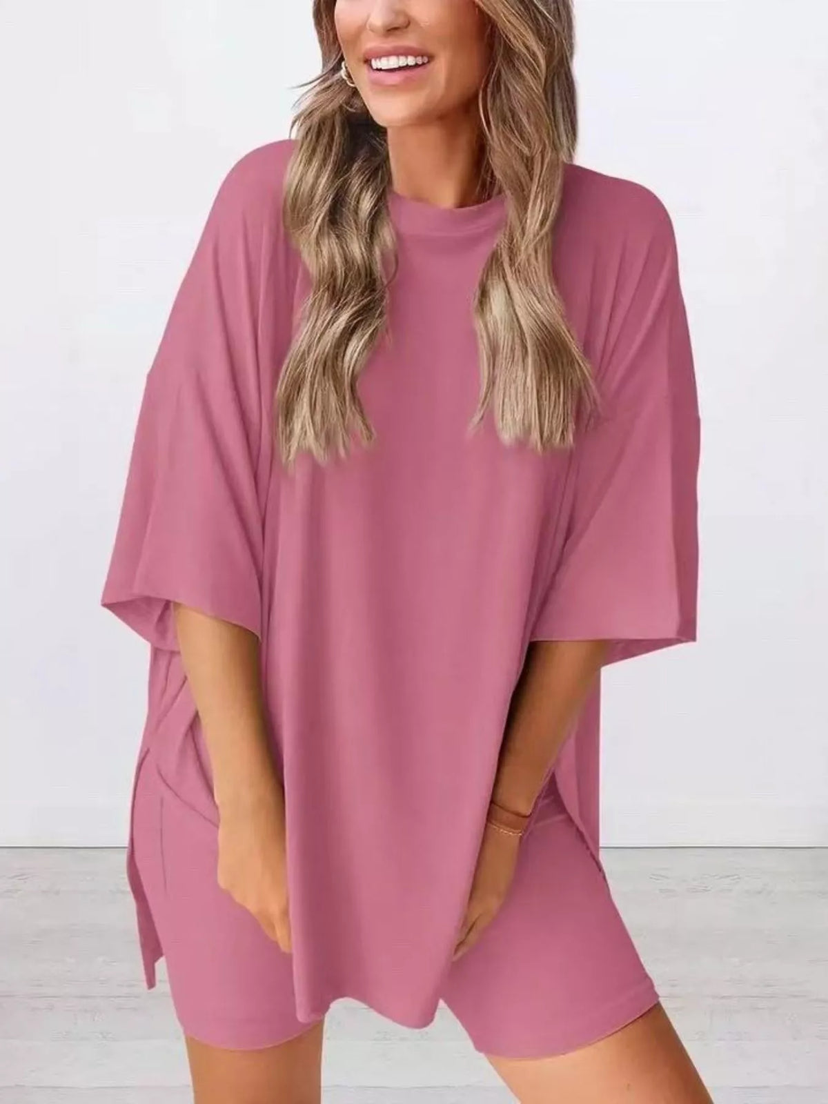Full Size Half Sleeve T-shirt Shorts Set Plus (31)