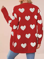 Heart Pattern Knit Button-up Cardigan (9)