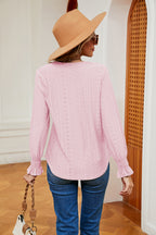 Contrast Flounce Sleeve Blouse (2)