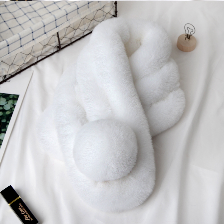 Faux Fur Warm Scarf variant CJNSFSWJ00277-White