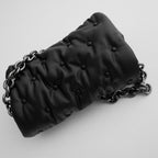Blue Oversized Denim Quilted Shoulder Messenger Bag Chain photo 4