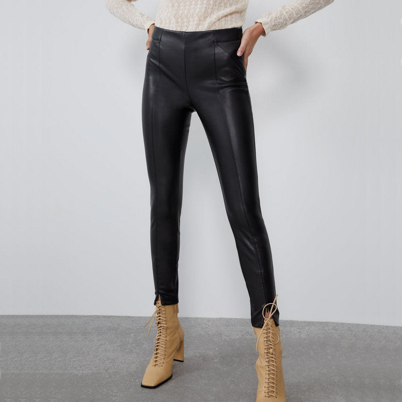 Mid-rise Faux Leather Leggings photo 1
