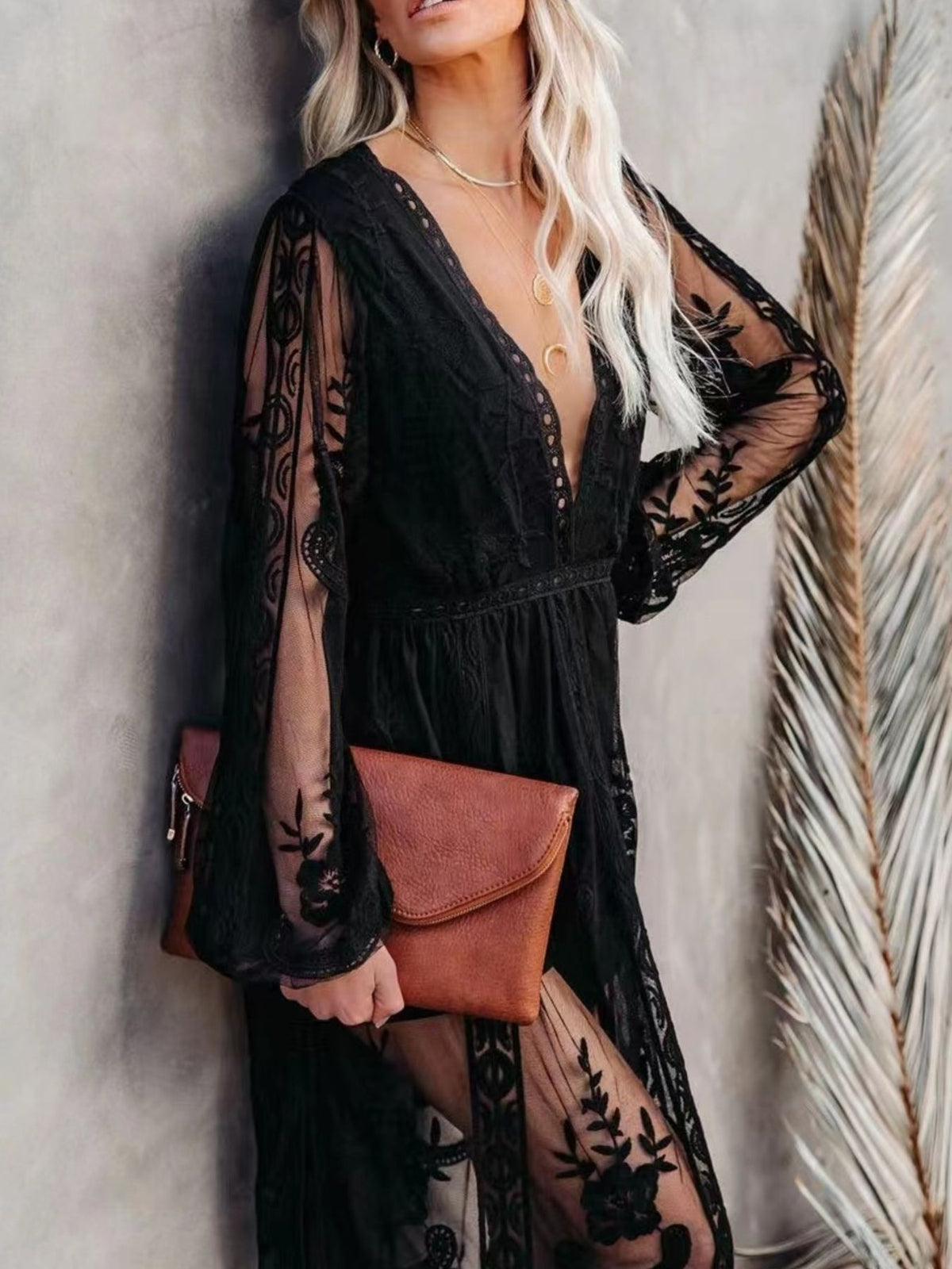 Floral Lace Slit Maxi Dress (12)
