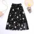 Pleated Tulle Skirt Dandelion Embroidered Long variant CJNSXZQZ01435-Black