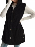 Button-down Sherpa Hooded Vest Coat (13)