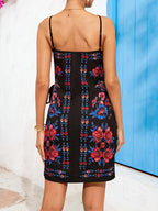 Floral Print Spaghetti Strap Wrap Mini Dress (4)