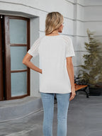 Round Neck Lace Short Sleeve T-shirt (4)