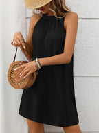 Textured Grecian Neck Mini Dress (21)