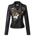 Embroidered Leather Jacket variant CJNSWTZP00060-Black-L|CJNSWTZP00060-Black-XXL|CJNSWTZP00060-Black-XS|CJNSWTZP00060-Black-XL|CJNSWTZP00060-Black-S|CJNSWTZP00060-Black-M