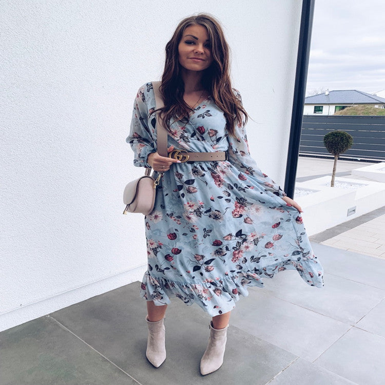V-neck Print Dress Maxi variant CJNSSYLY07163-Blue-M|CJNSSYLY07163-Blue-XXL|CJNSSYLY07163-Blue-XL|CJNSSYLY07163-Blue-L|CJNSSYLY07163-Blue-S