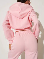 Zip-up Hoodie Wide-leg Pants Set (31)