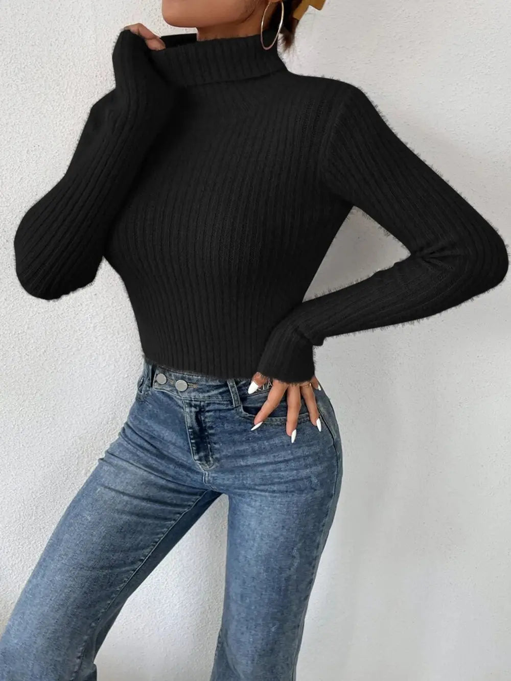 Ribbed Turtleneck Long Sleeve Sweater (15)