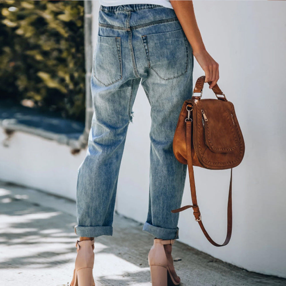 Ripped Lace-up White Trouser Jeans photo 4