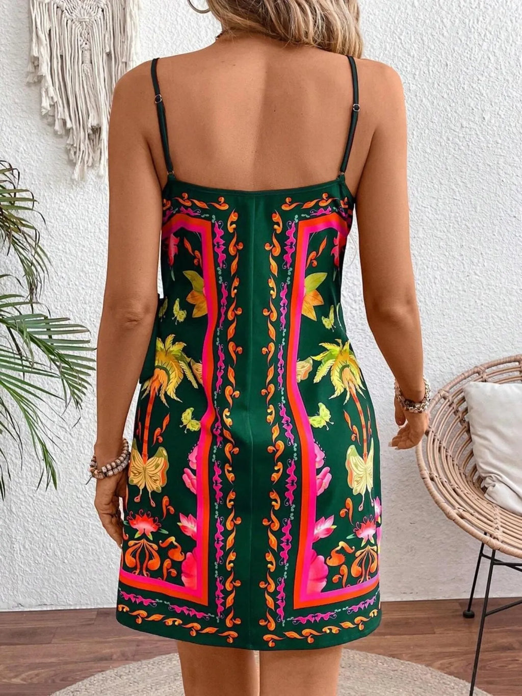 Floral Print Spaghetti Strap Wrap Mini Dress (8)