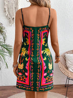 Floral Print Spaghetti Strap Wrap Mini Dress (8)