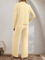 Button-down Top Wide-leg Pants Lounge Set (8)
