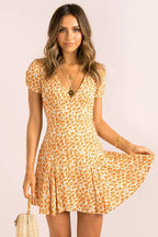 V-neck Print Dress variant CJNSSYLY12729-Yellow-XL|CJNSSYLY12729-Yellow-S|CJNSSYLY12729-Yellow-L|CJNSSYLY12729-Yellow-M