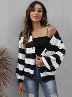 Striped Button-up Long Sleeve Cardigan (2)