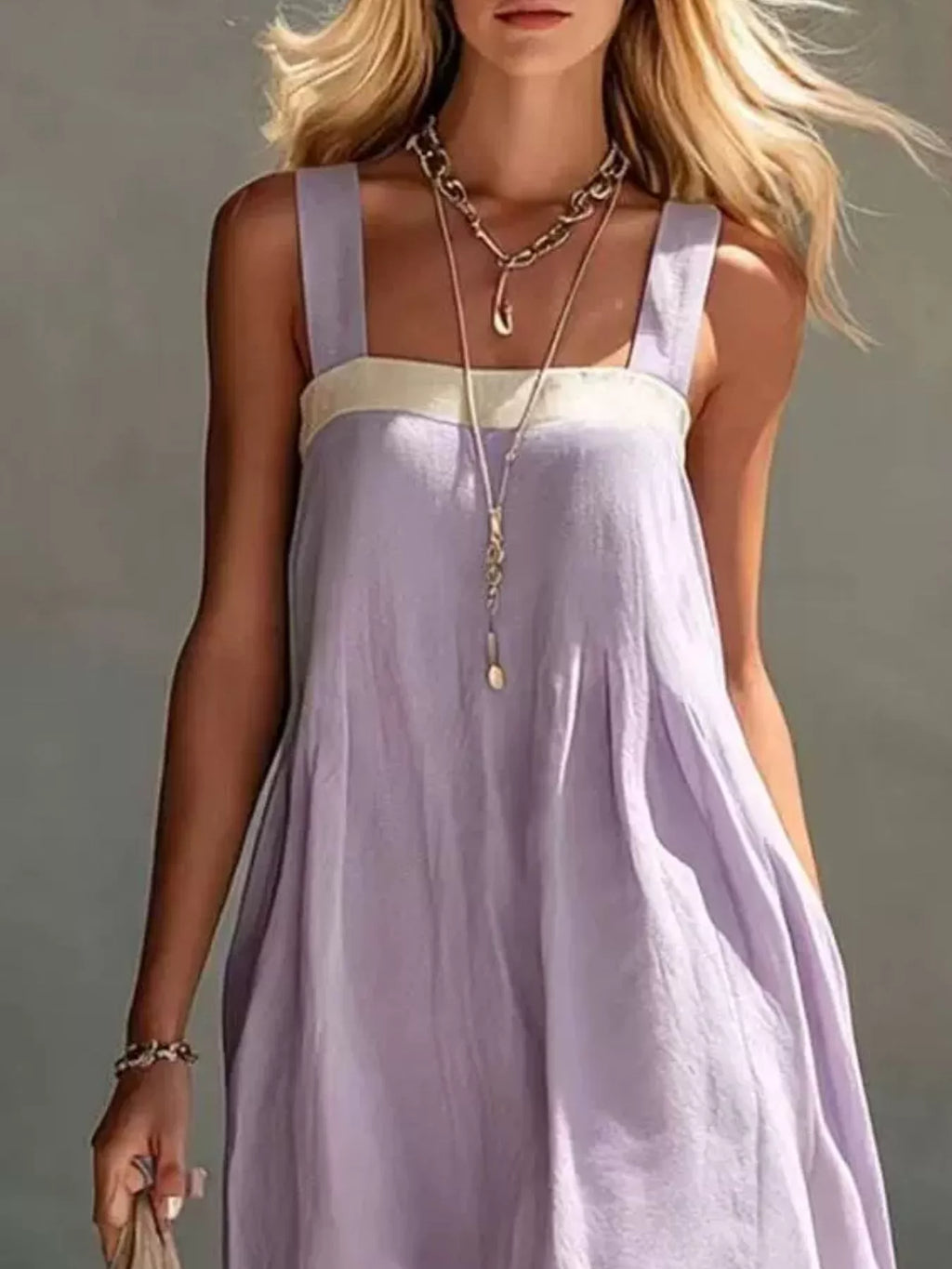 Color-block Sleeveless Linen-blend Midi Dress (8)