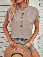 Half Button Short Sleeve Top (7)
