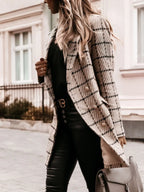 Plaid Tweed Double-breasted Coat (10)