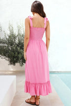 Ruffled Smocked Ruffle Hem Sleeveless Dress (2)