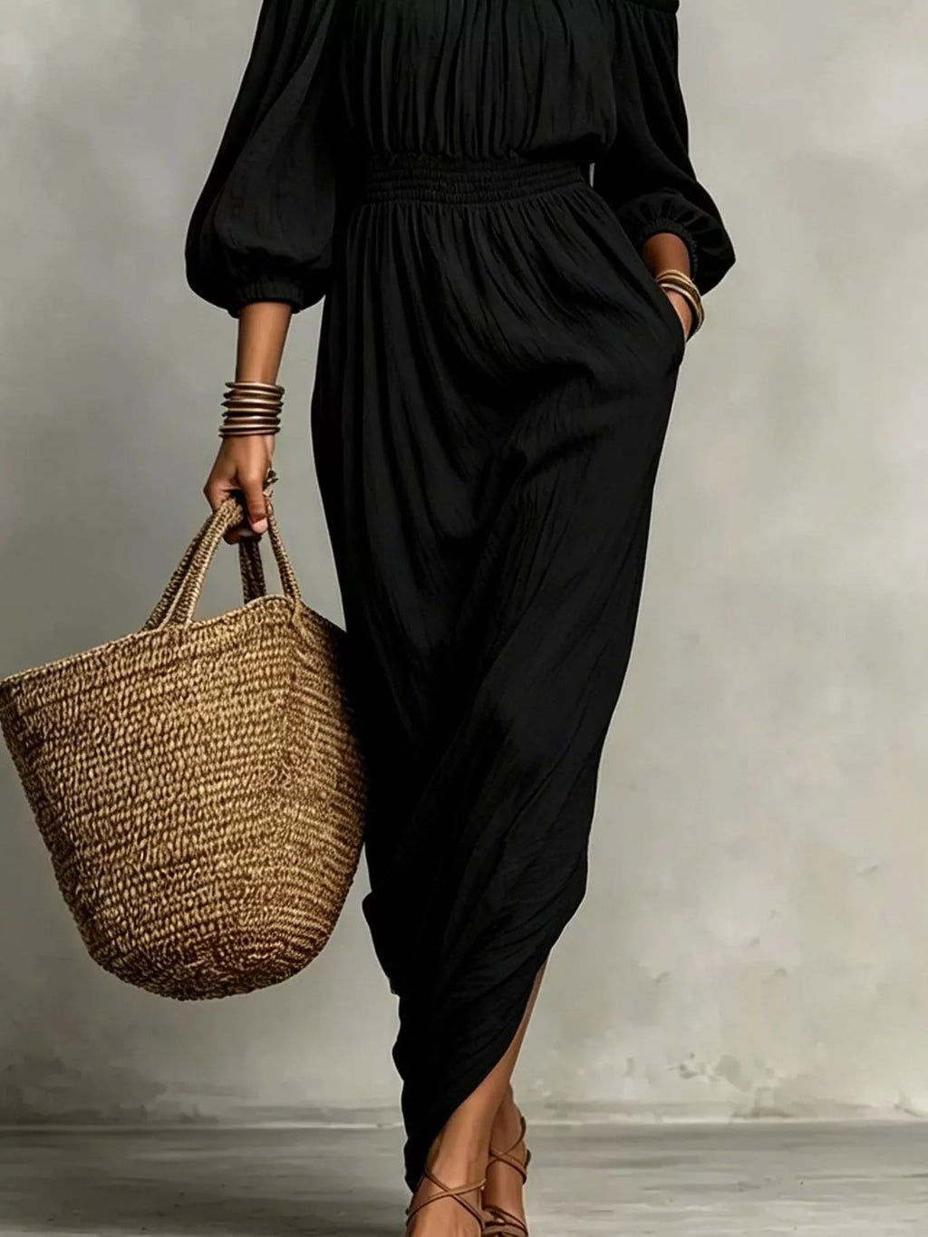 T Off-shoulder Smocked Waist Maxi Dress (6)