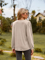 Puff Sleeve Ruffle Trim Blouse (15)