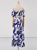 Off-shoulder Cutout Leaf Print Maxi Dress (9)