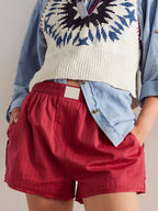 Striped Elastic Waist Shorts (6)